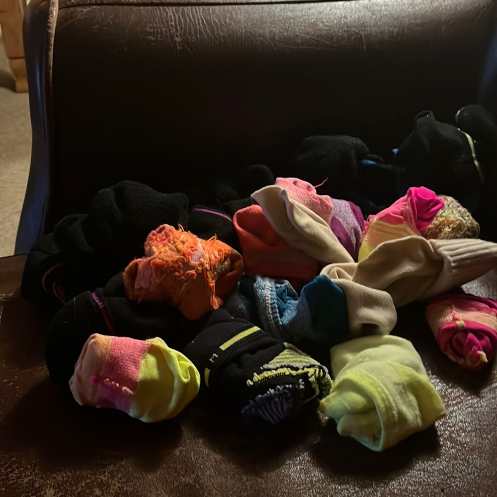 21 pairs of various multi colored booties- gently used